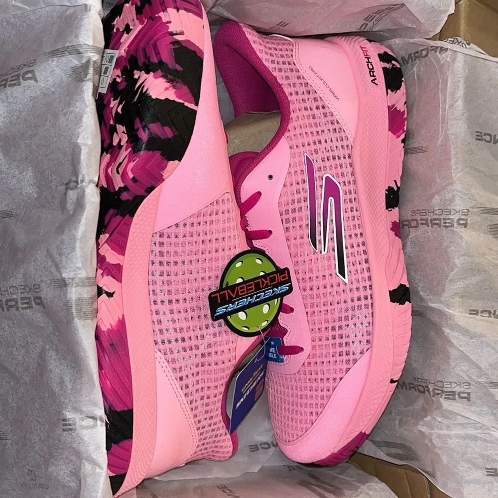 New Mens Skechers Viper Court Pro 10 1/2 10.5 Breast Cancer Pickleball Shoes NWT